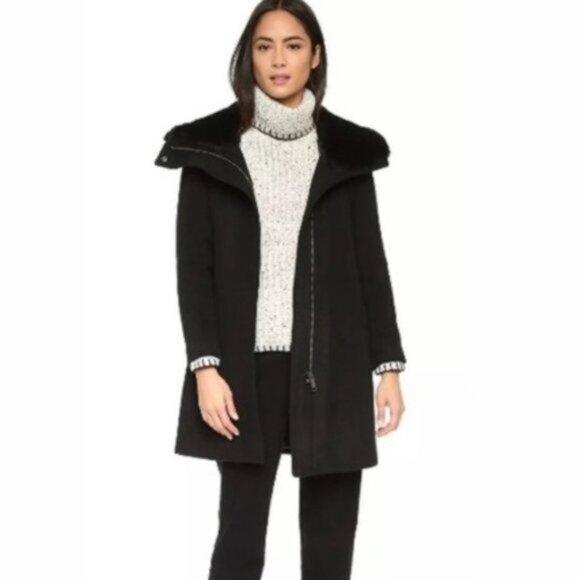 Club Monaco Wool Winter Jacket Rocio Faux Fur - Picture 10 of 13